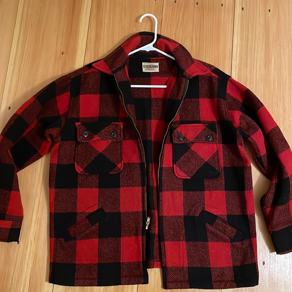 Vintage red and black buffalo check jacket mens small/medium